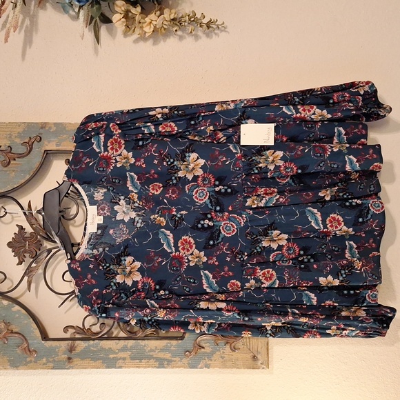 Nurture by Westbound 100% Rayon Floral Vneck Long Sleeve Blouse.  NWT Size 2X - Picture 5 of 12